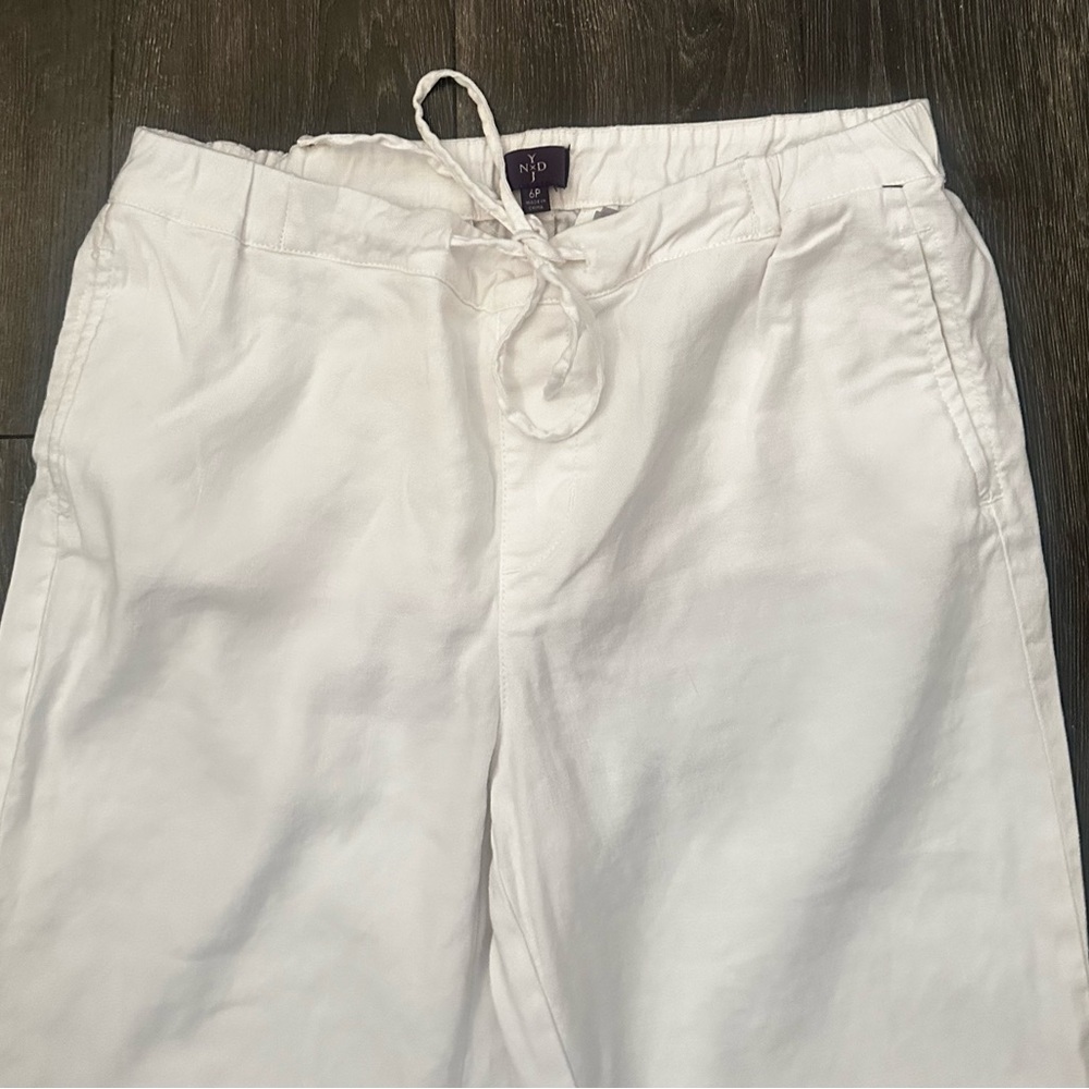 NYDJ The Trouser Optic White Linen Blend Draw String Pants Sz 6P - Picture 4 of 7